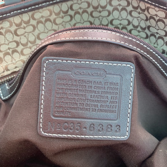 Coach brown logo fabric bag with brown leather - Picture 8 of 8